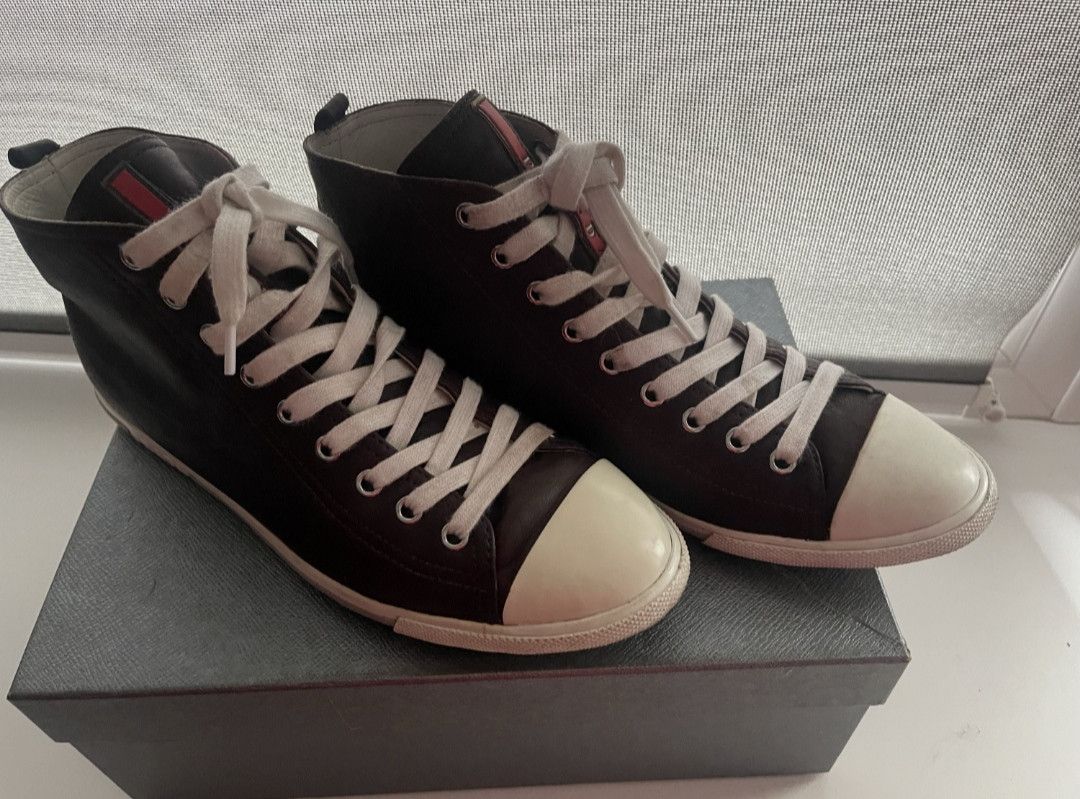 Prada Prada Brown Leather Boots Red Tab with box Size US 10 / IT 40 - 1 Thumbnail