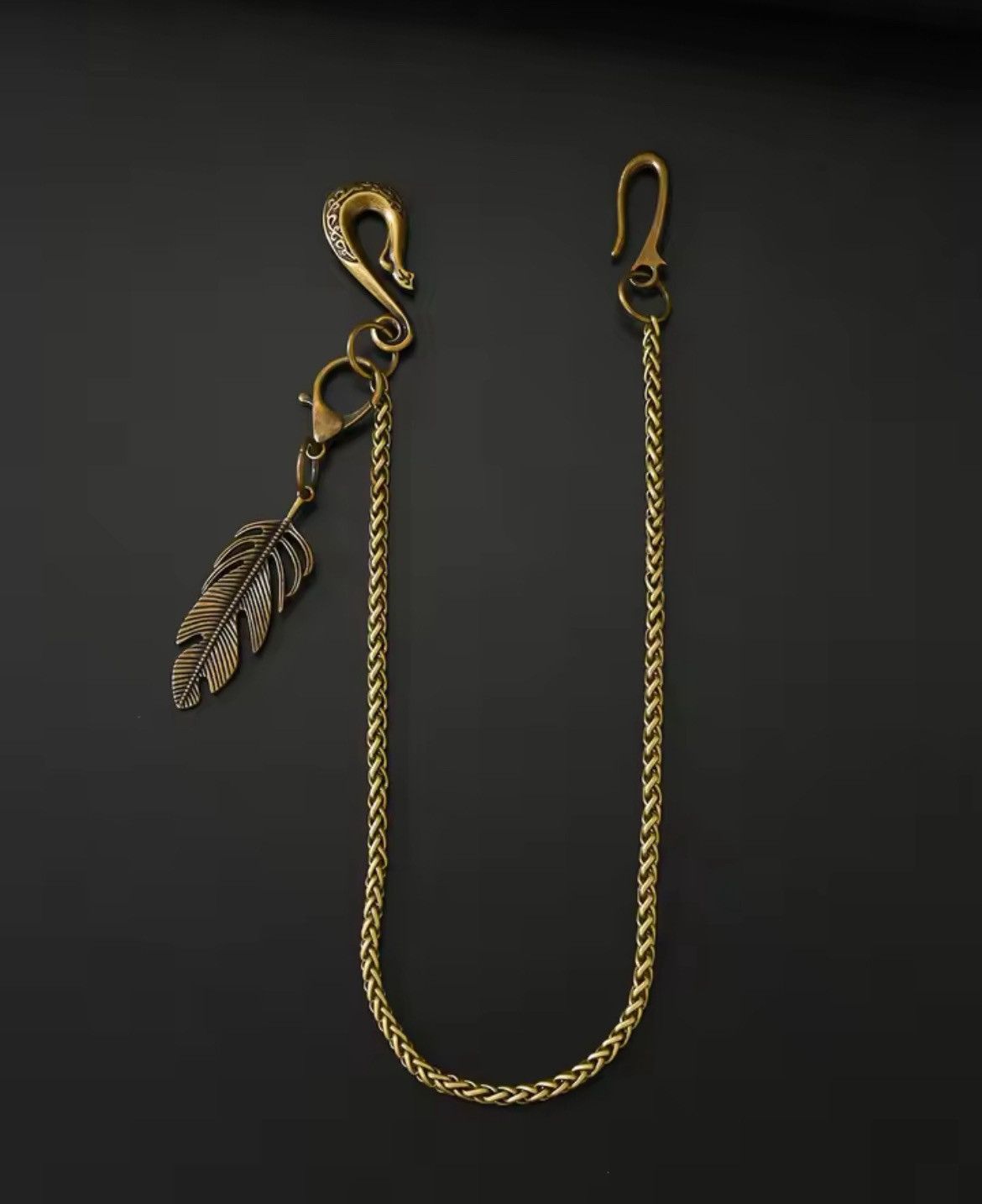 Other 5 mm snake chain Feather pendant U hook clasp keychain Size ONE SIZE - 3 Thumbnail