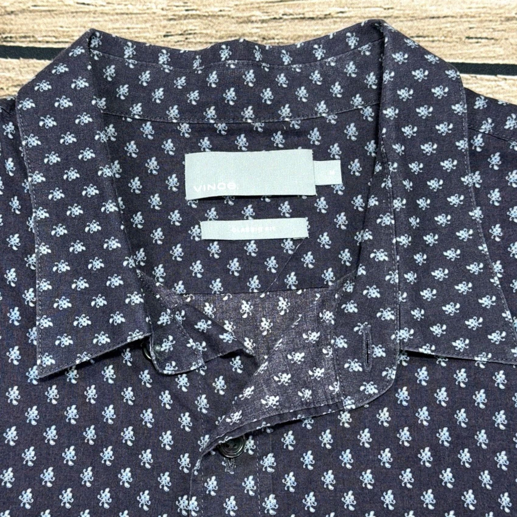 Vince Vince Shirt Mens M Blue Camp Casual Geometric AOP Short Sleeve Button-Up Collared Casual Size US M / EU 48-50 / 2 - 2 Thumbnail