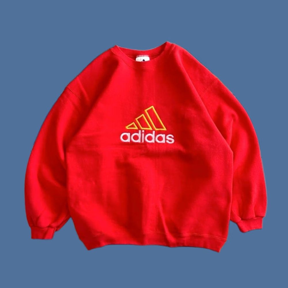 Adidas VINTAGE 90s Adidas Red Crewneck Sweatshirt Size Medium Made In USA Mens Size US M / EU 48-50 / 2 - 1 Thumbnail