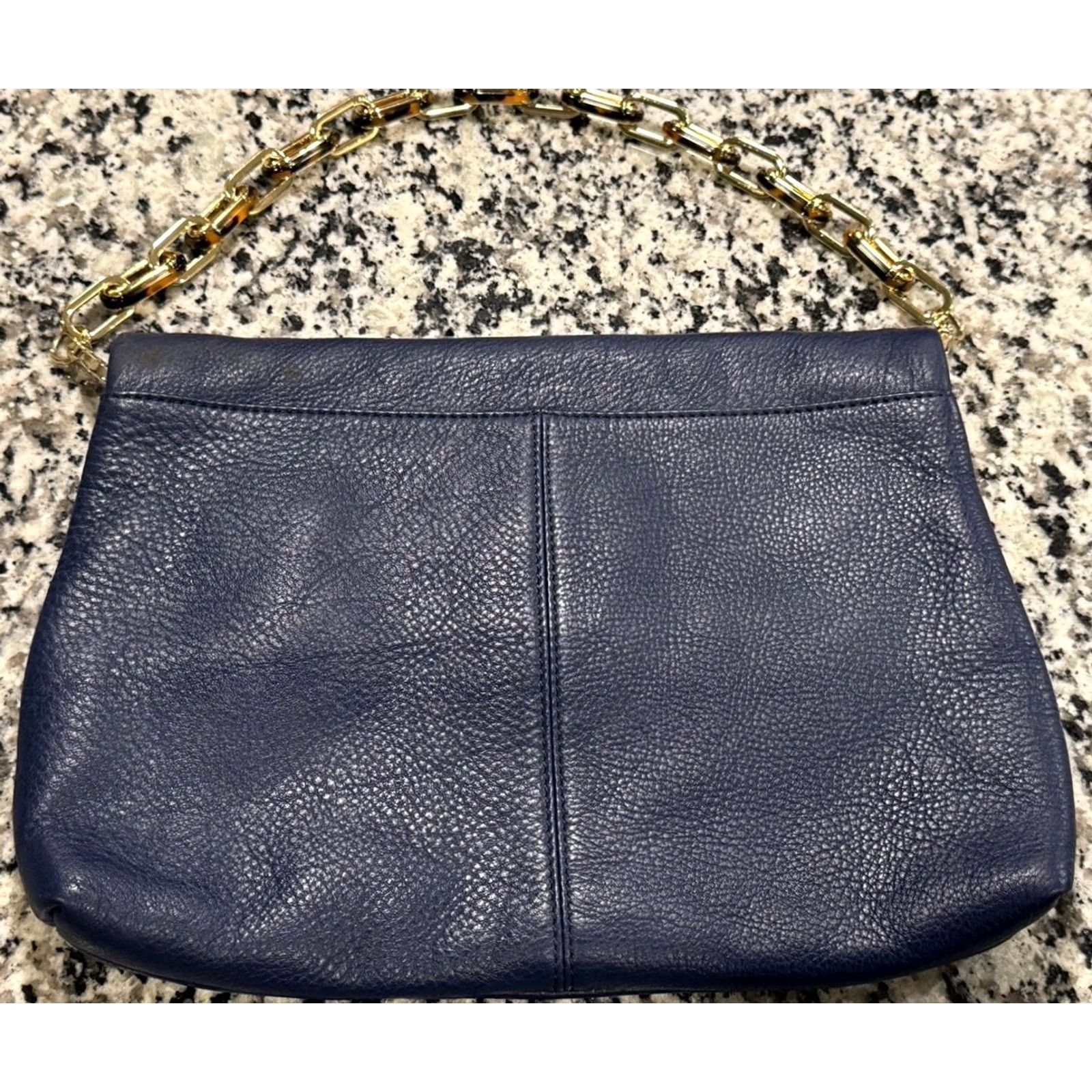 Lilly Pulitzer Lilly Pulitzer Worth It Leather Clutch Handbag Blue Tortoise Print Chain Size ONE SIZE - 3 Thumbnail