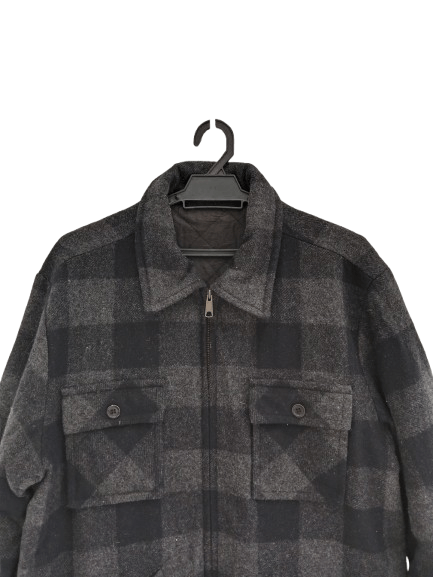 Japanese Brand Vintage Wool Zipper Shirts Checkered Style Double Pocket Size US L / EU 52-54 / 3 - 3 Thumbnail