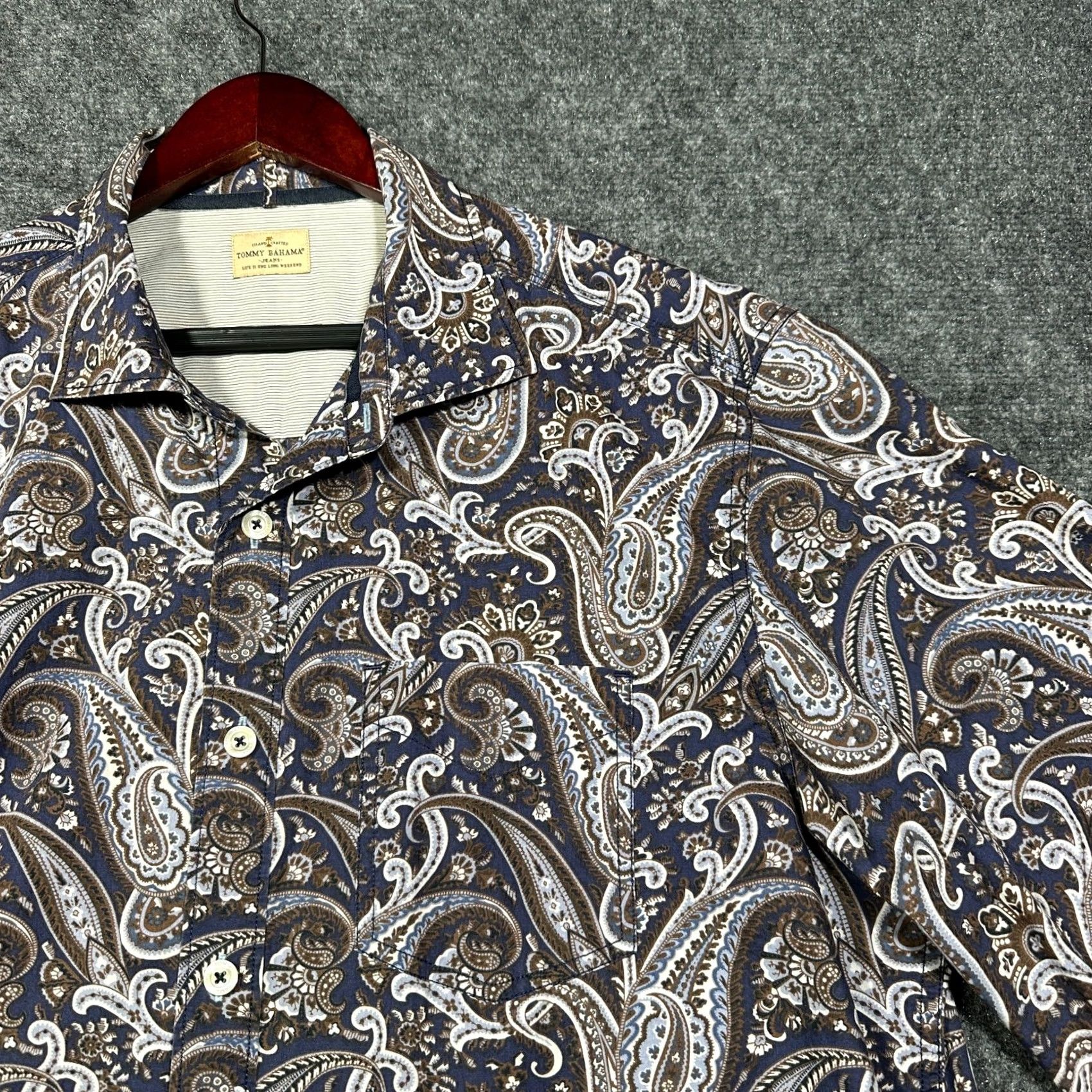 Tommy Bahama Tommy Bahama Jeans Shirt Mens XL Button Down Cotton Blue Paisley Pocket Size US XL / EU 56 / 4 - 6 Thumbnail