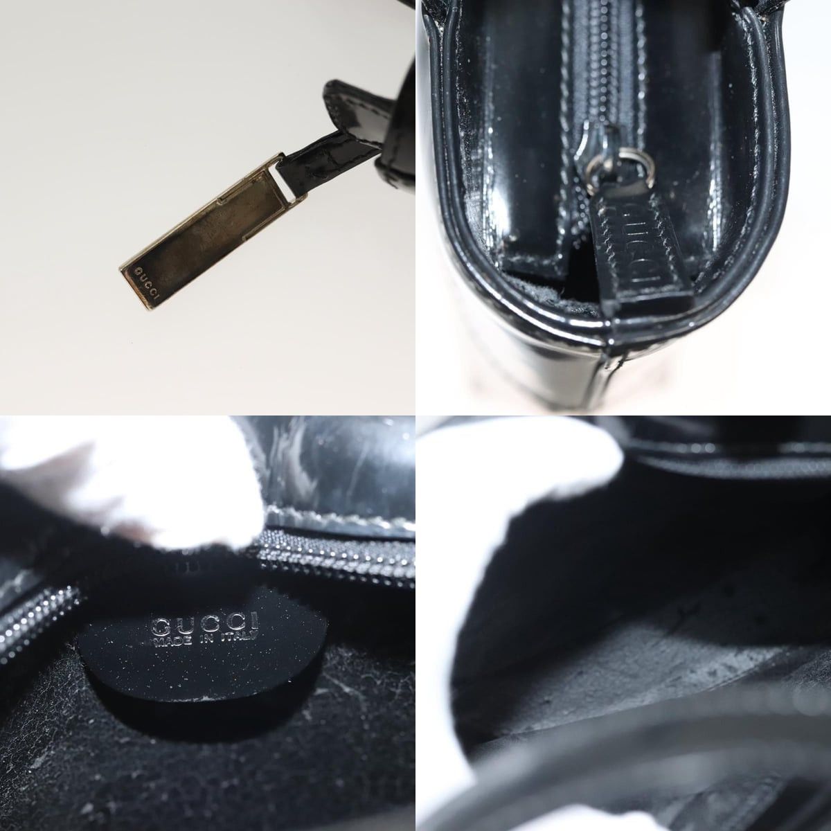 Gucci GUCCI Handbag Enamel Black Gold 000 2113 000 2113 Size ONE SIZE - 11 Thumbnail