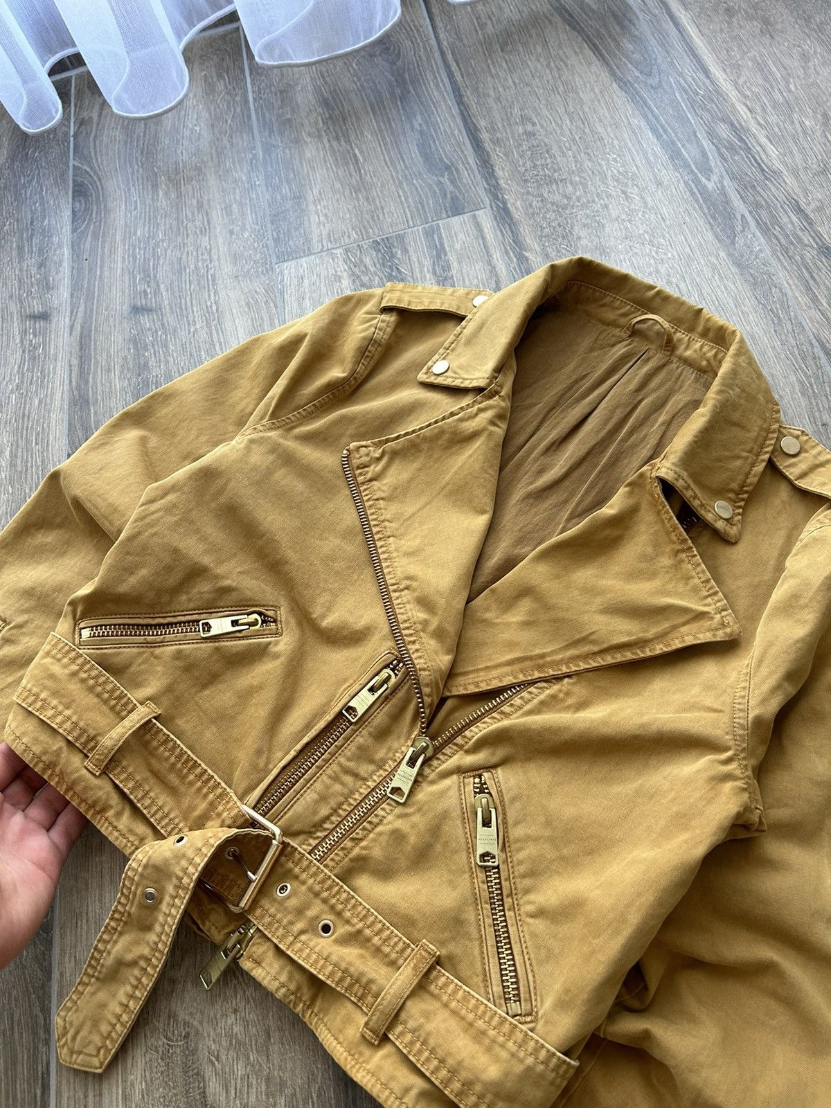 Allsaints Allsaints women’s biker gold denim jacket luxury Size M / US 6-8 / IT 42-44 - 3 Thumbnail