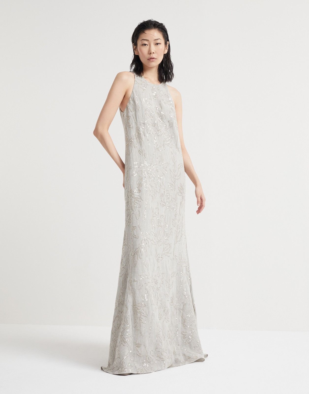 Brunello Cucinelli o1la1rc1a0425 Dress in White Size L / US 10 / IT 46 - 1 Thumbnail