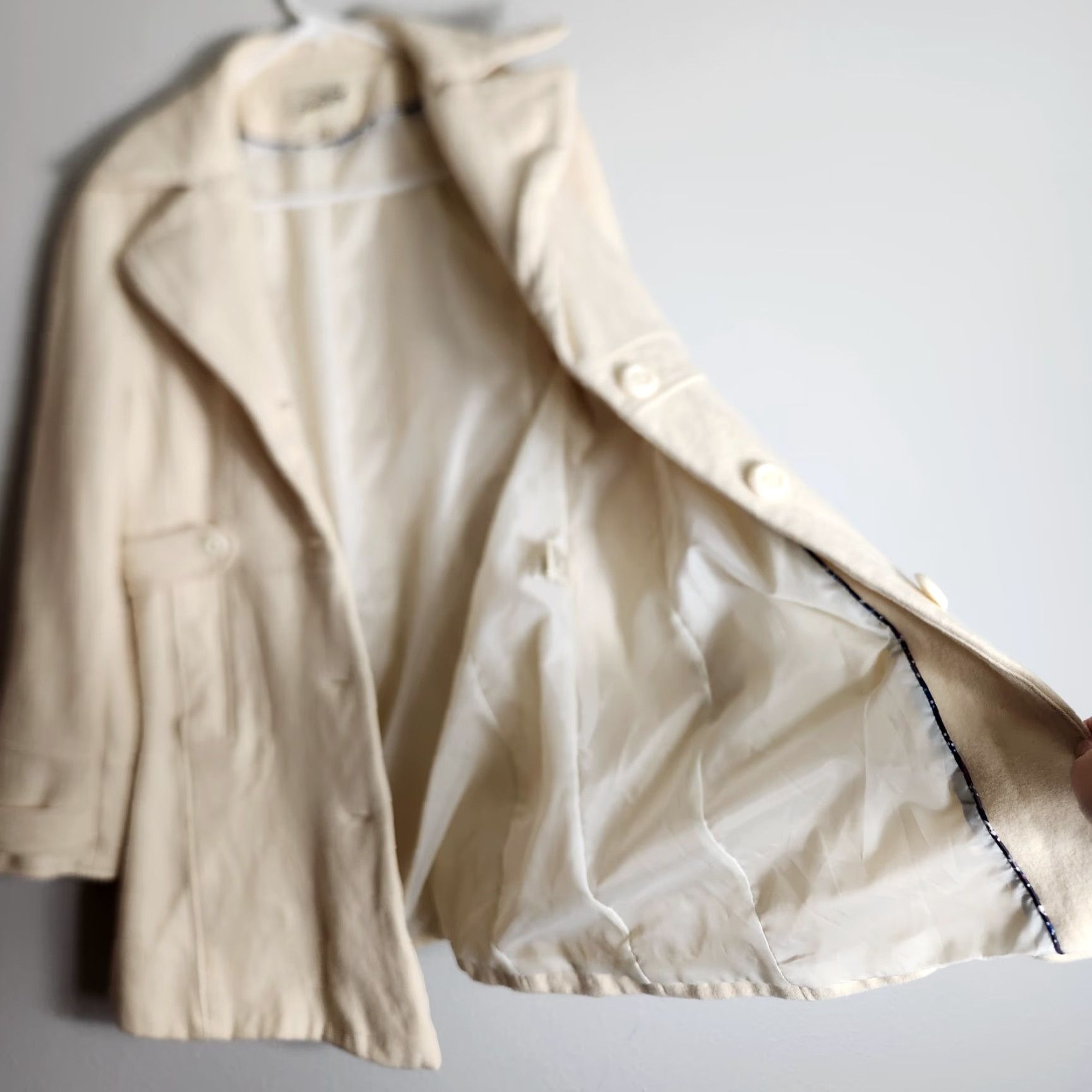 Vintage Grane Womens Y2K Wool Blend Cream Buttonfront Coat-Size L Size L / US 10 / IT 46 - 7 Thumbnail