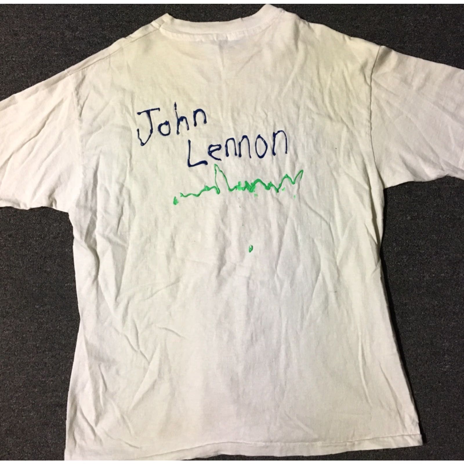 Hanes VINTAGE John Lennon Imagine Graphic Tee Shirt XL White Men Short Sleeve 80s 90s Classic Rock Art Band Size US XL / EU 56 / 4 - 2 Thumbnail