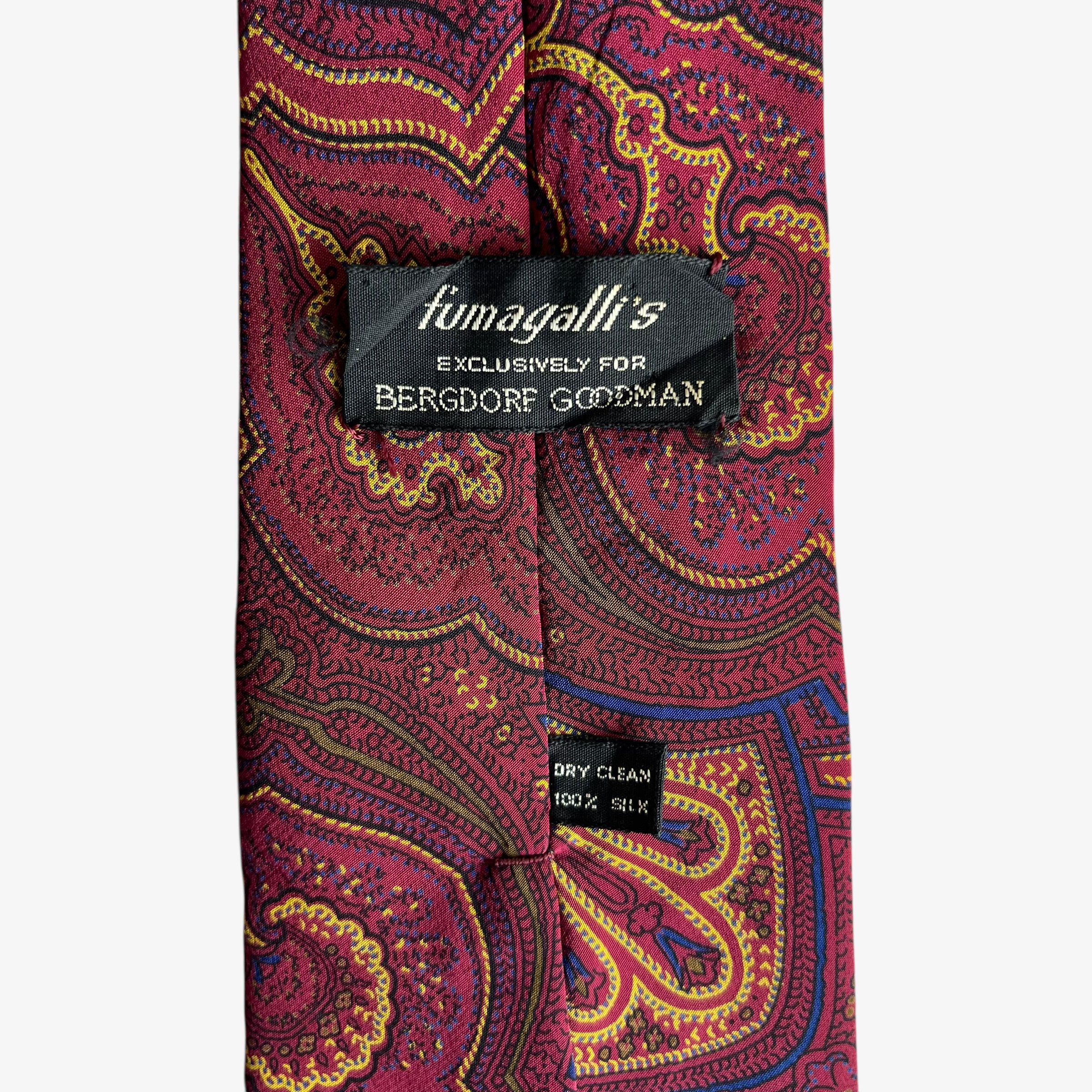 Fumagalli Vintage 80s Fumagalli's Abstract Paisley Print Red Silk Tie Size ONE SIZE - 2 Thumbnail