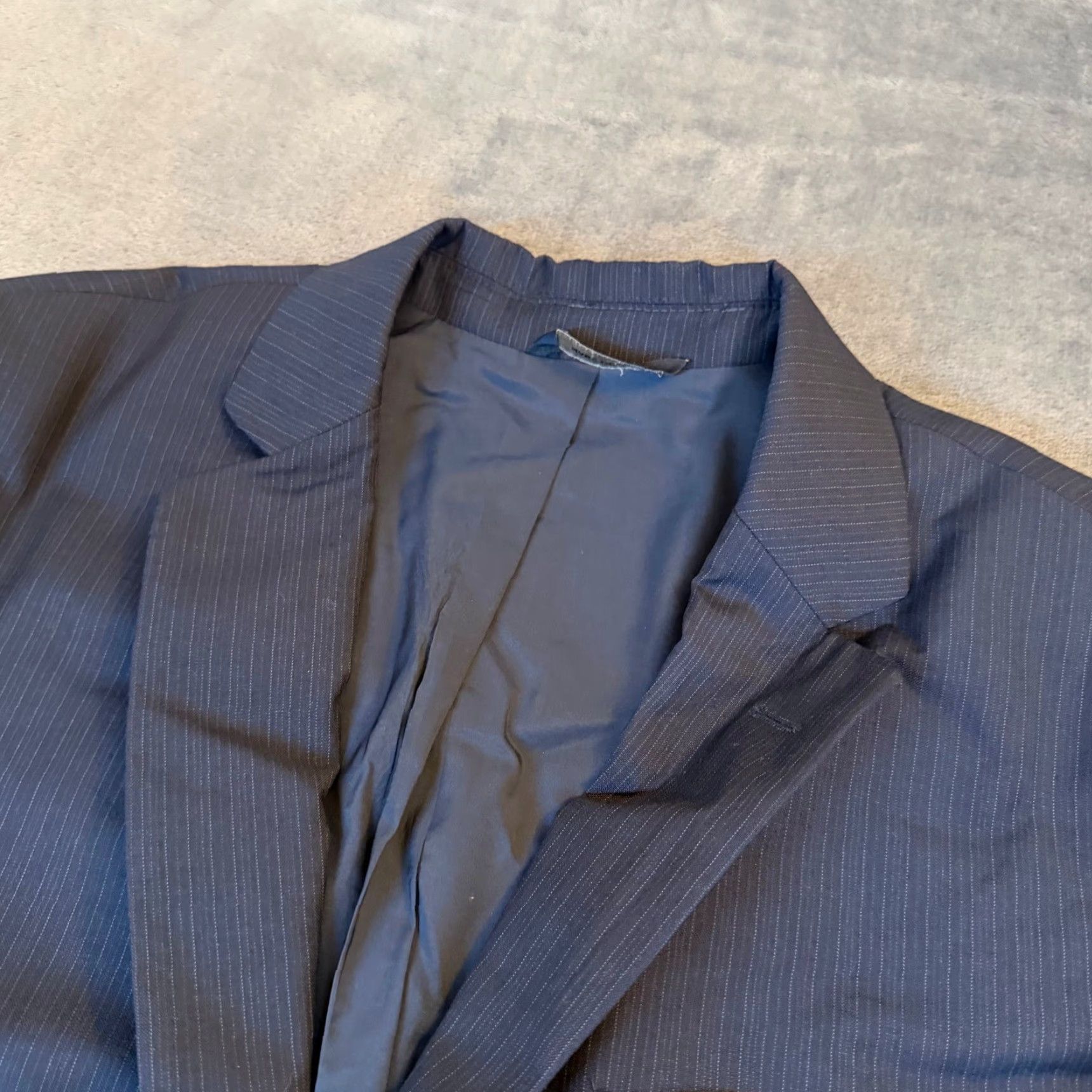 Banana Republic Banana Republic Blazer Mens 40R Regular Wool Pinstripe 2 Button Notch Lapel Business Jacket Navy Blue Mens Size 40R - 2 Thumbnail