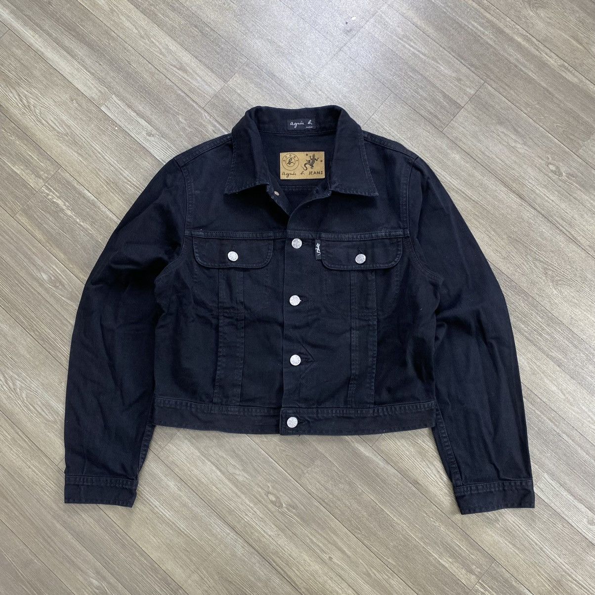 agnes b. Vintage 90's Agnes B Homme Black Denim Jacket Small Luxury Size US S / EU 44-46 / 1 - 1 Thumbnail