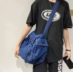 Japanese Brand Denim Blue Canvas Shoulder Bag Size ONE SIZE - 1 Thumbnail