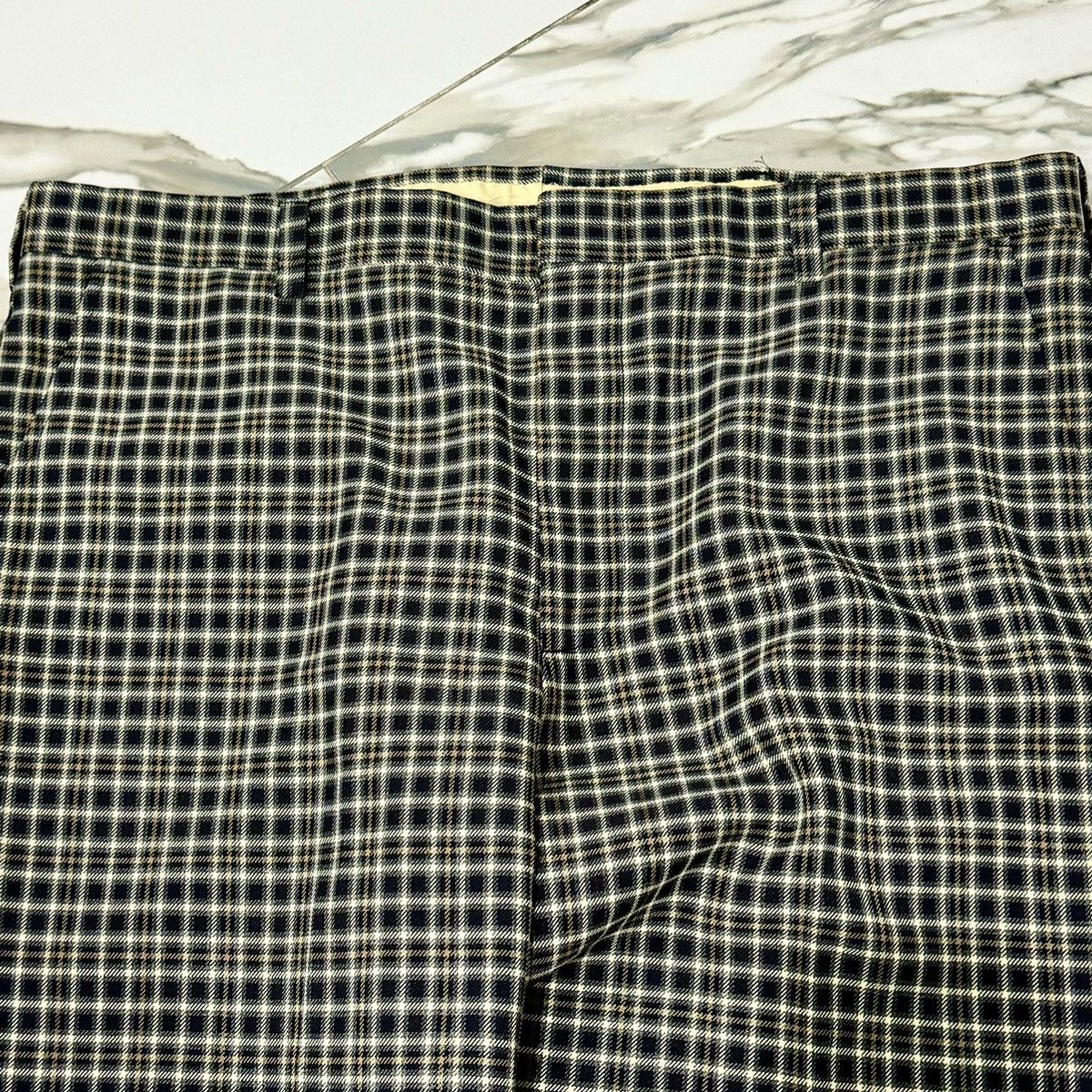 Vintage SICK TRUE VINTAGE 70s NAVY AND GOLD PLAID PANTS! Size US 36 / EU 52 - 4 Thumbnail