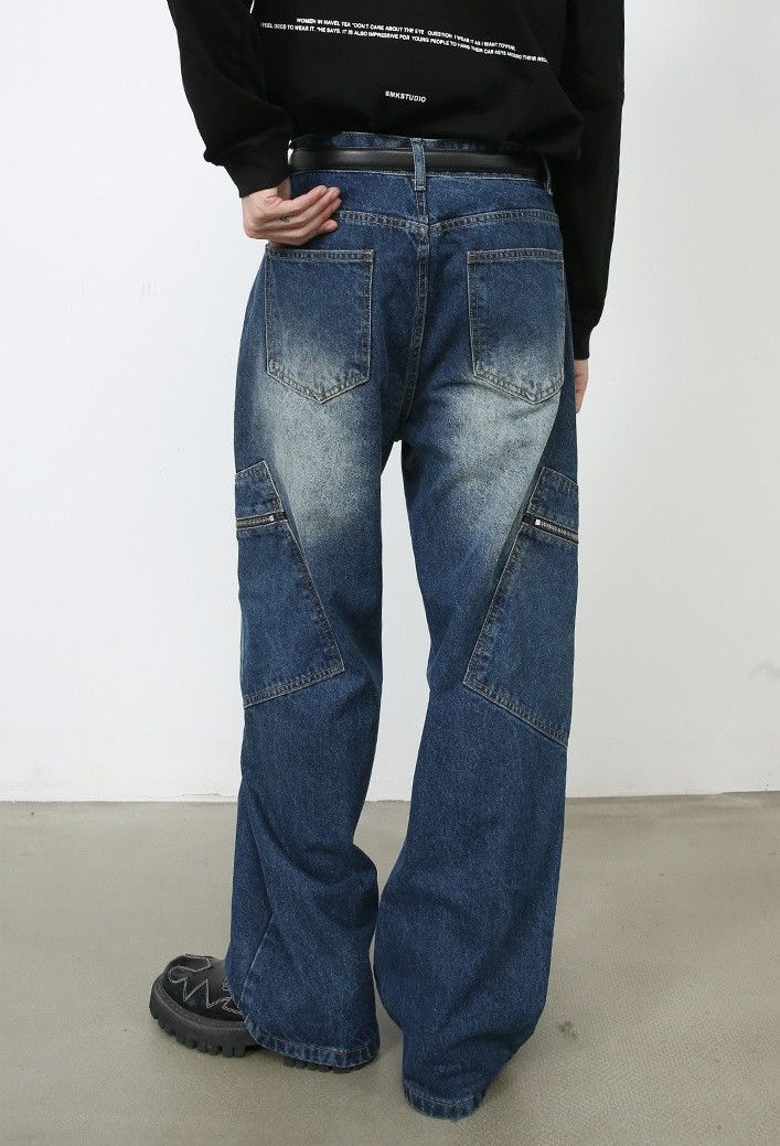 Japanese Brand × Jean Loose straight wide-leg custom pocket work jeans Size US 32 / EU 48 - 6 Thumbnail