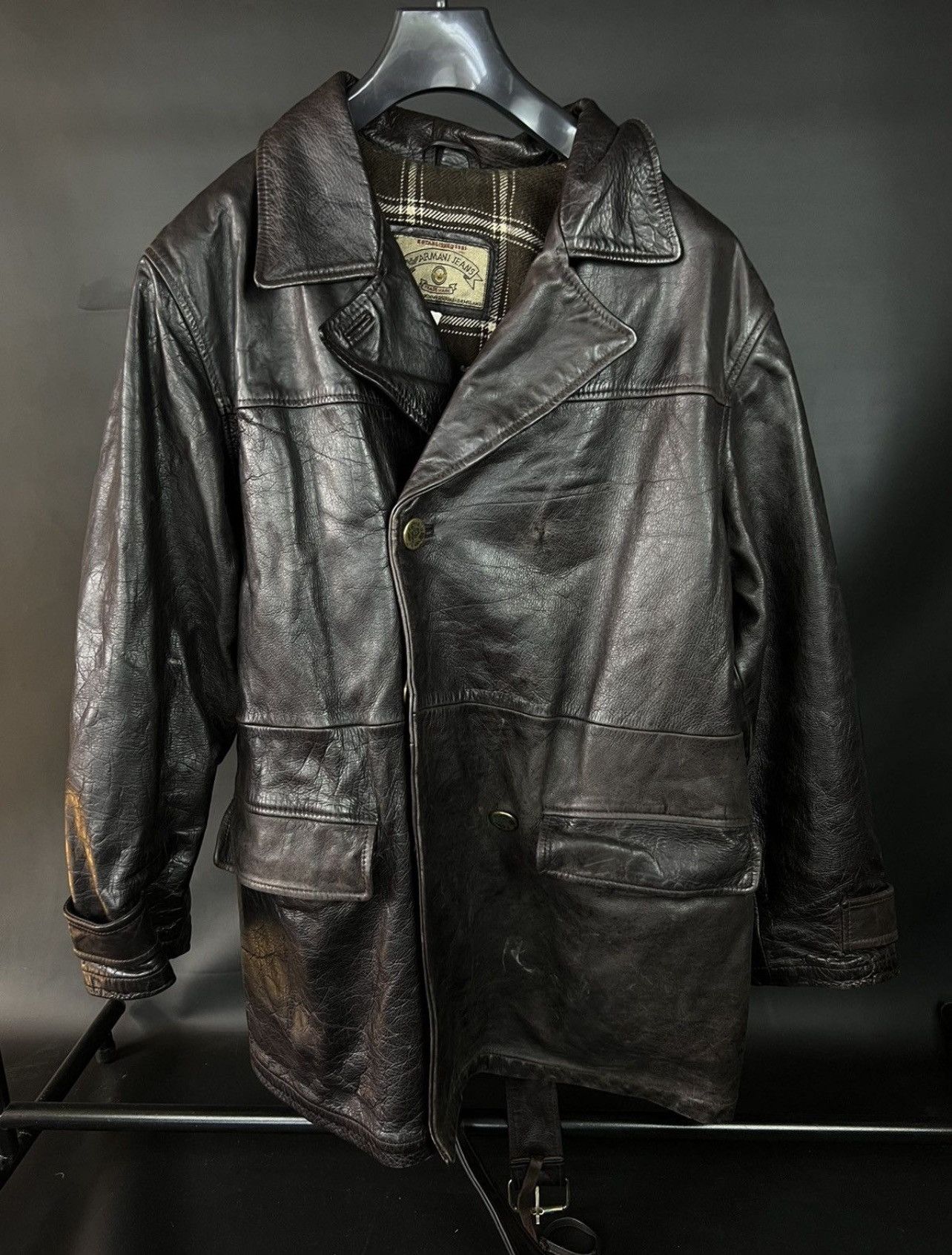 Vintage ARMANI JEANS QUILTED LEATHER JACKET
