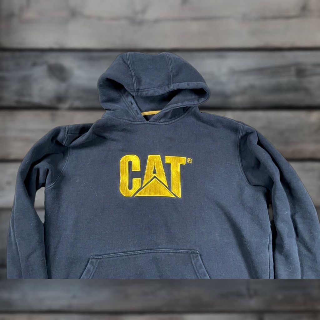 Vintage CAT Caterpillar Hoodie Adult Large Black Sweatshirt Embroidered Heavyweight Size US L / EU 52-54 / 3 - 1 Thumbnail