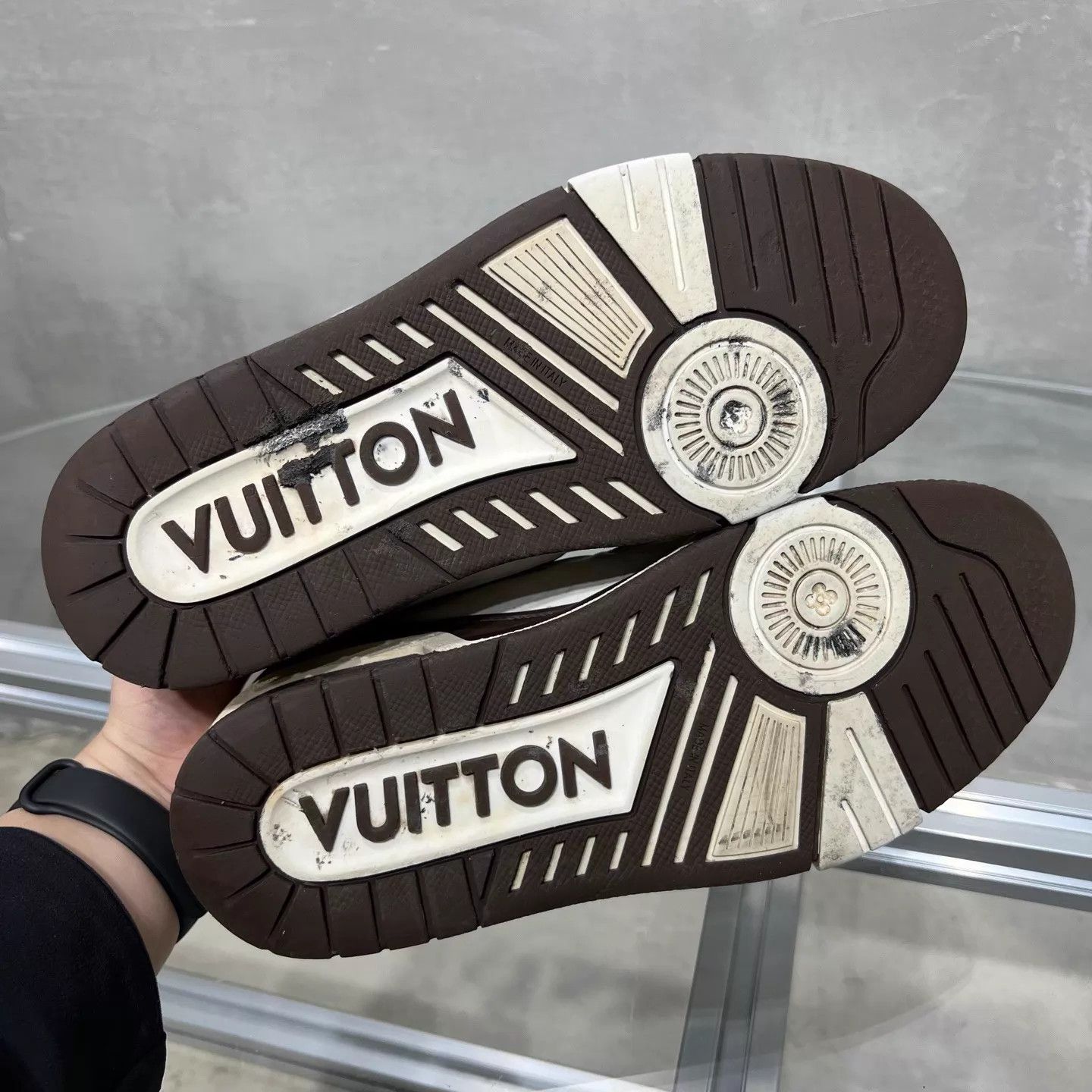 Louis Vuitton LV Trainer Tyler Cream AOP UK4 Size US 7.5 / IT 37.5 - 7 Thumbnail