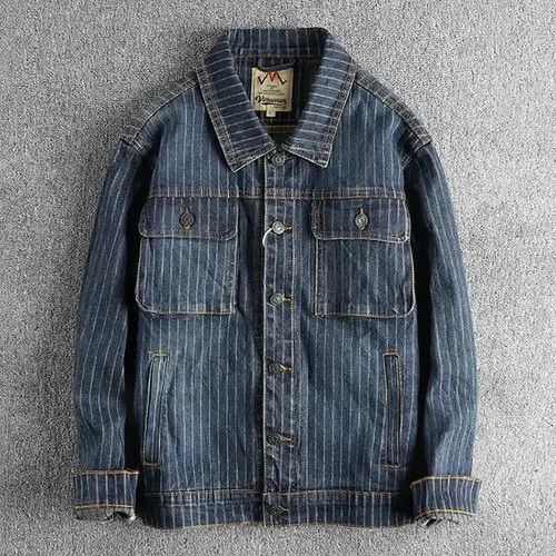Other American Retro Striped Old Vintage Washed Denim Jacket Size US XL / EU 56 / 4 - 1 Thumbnail