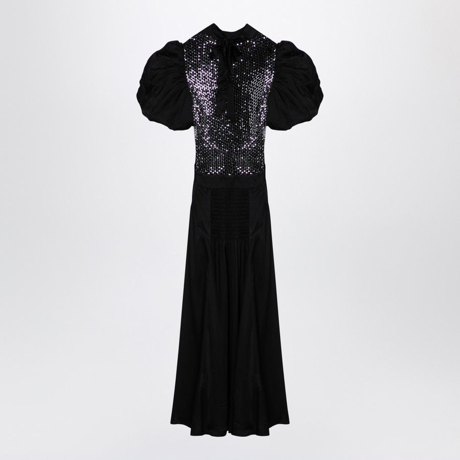 ROTATE o1d2blof0924 Midi Dress in Black Size XS / US 0-2 / IT 36-38 - 2 Thumbnail
