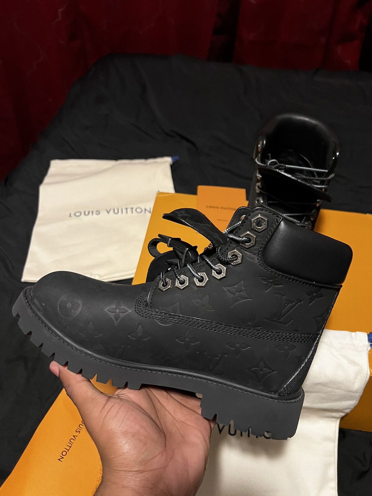 Louis Vuitton Louis Vuitton Trainer Boots(Black Monogram Embossed Leather) Size US 5.5 / EU 38 - 1 Thumbnail