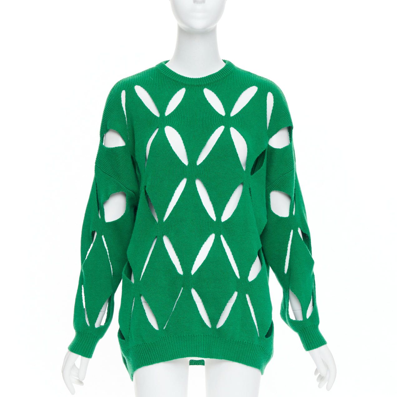 Valentino VALENTINO 2022 Pier Paolo Piccioli green virgin wool cut out sweater XXS Size XS / US 0-2 / IT 36-38 - 1 Thumbnail