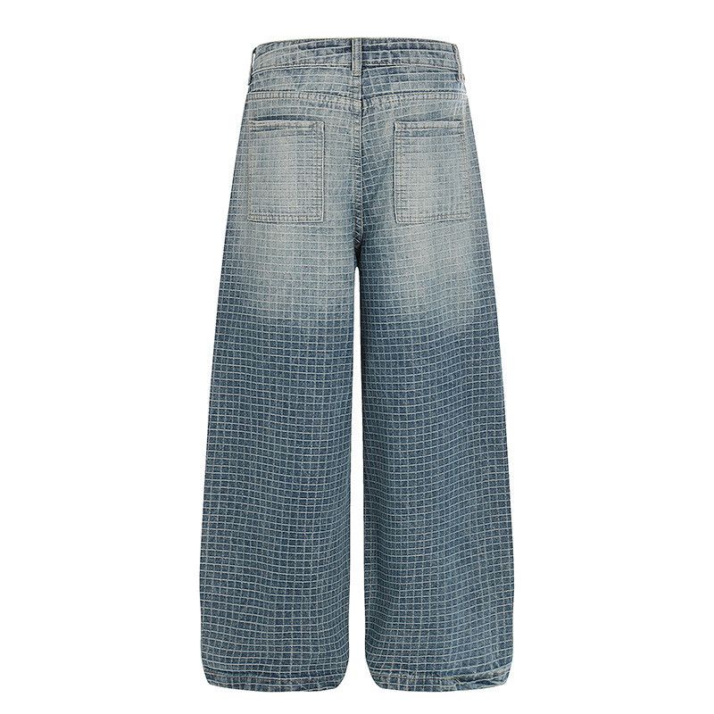 Jean American retro plaid gradient washed denim jeans for men Size US 32 / EU 48 - 2 Thumbnail