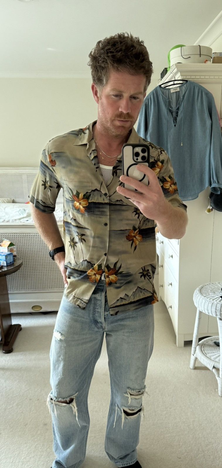 Celine $1.1k SS23 Celine volcano Hawaiian palm tree camp shirt Hedi Size US M / EU 48-50 / 2 - 9 Thumbnail
