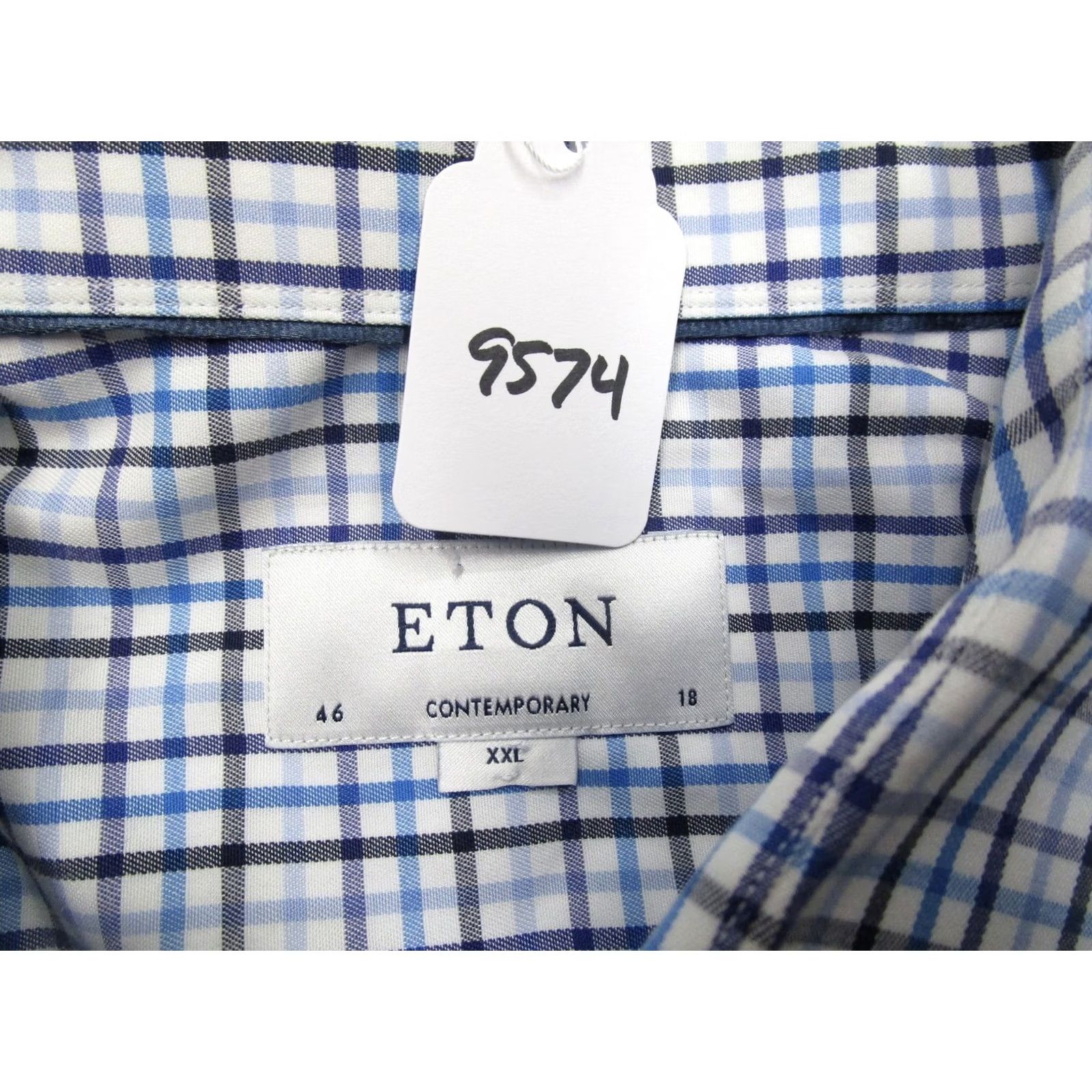 Eton Eton Shirt Mens 2XL Blue Plaid Button-Down Long Sleeve Casual Business Shirt Size US XXL / EU 58 / 5 - 7 Thumbnail