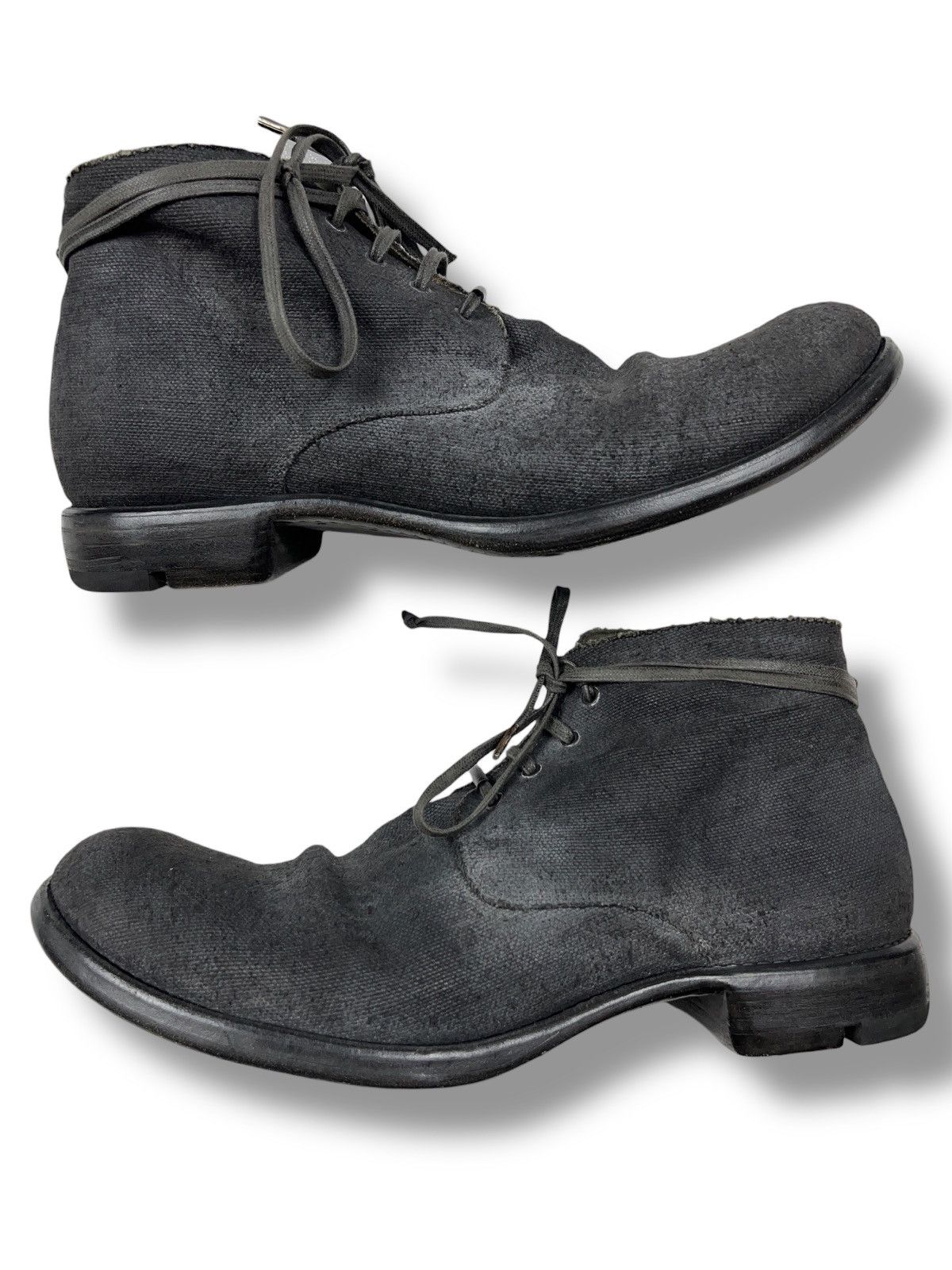 Layer-0 Layer-0 linen over leather ankle boots | Grailed