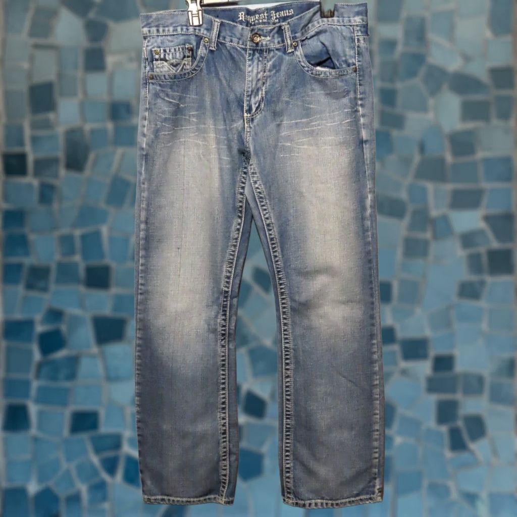Vintage READ Request Premium Jeans Men 36x32 Blue Denim Straight Leg Cotton Polyester Regular/Cotton Jeans Mens Size US 36 / EU 52 - 1 Thumbnail