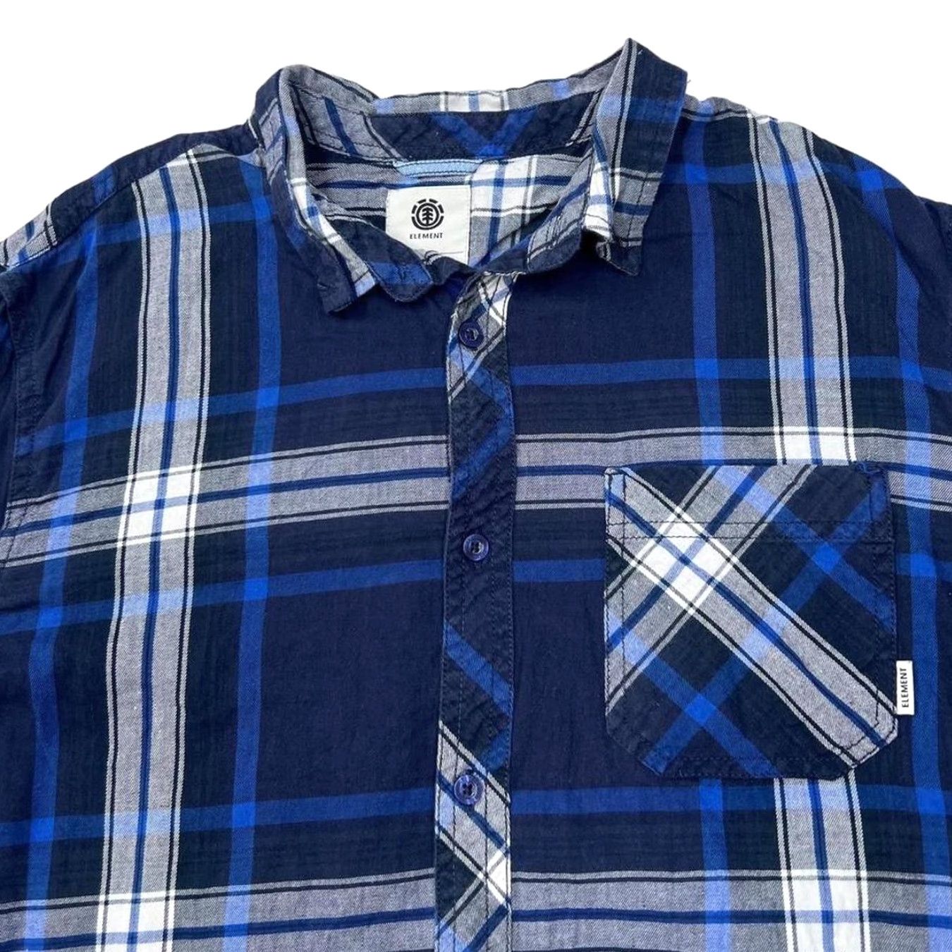 Element Element Plaid Check Skater Long Sleeve Button-Up Flannel Cotton Shirt Medium Navy Blue/Blue/White Mens Button-Up Shirt Size US M / EU 48-50 / 2 - 3 Thumbnail