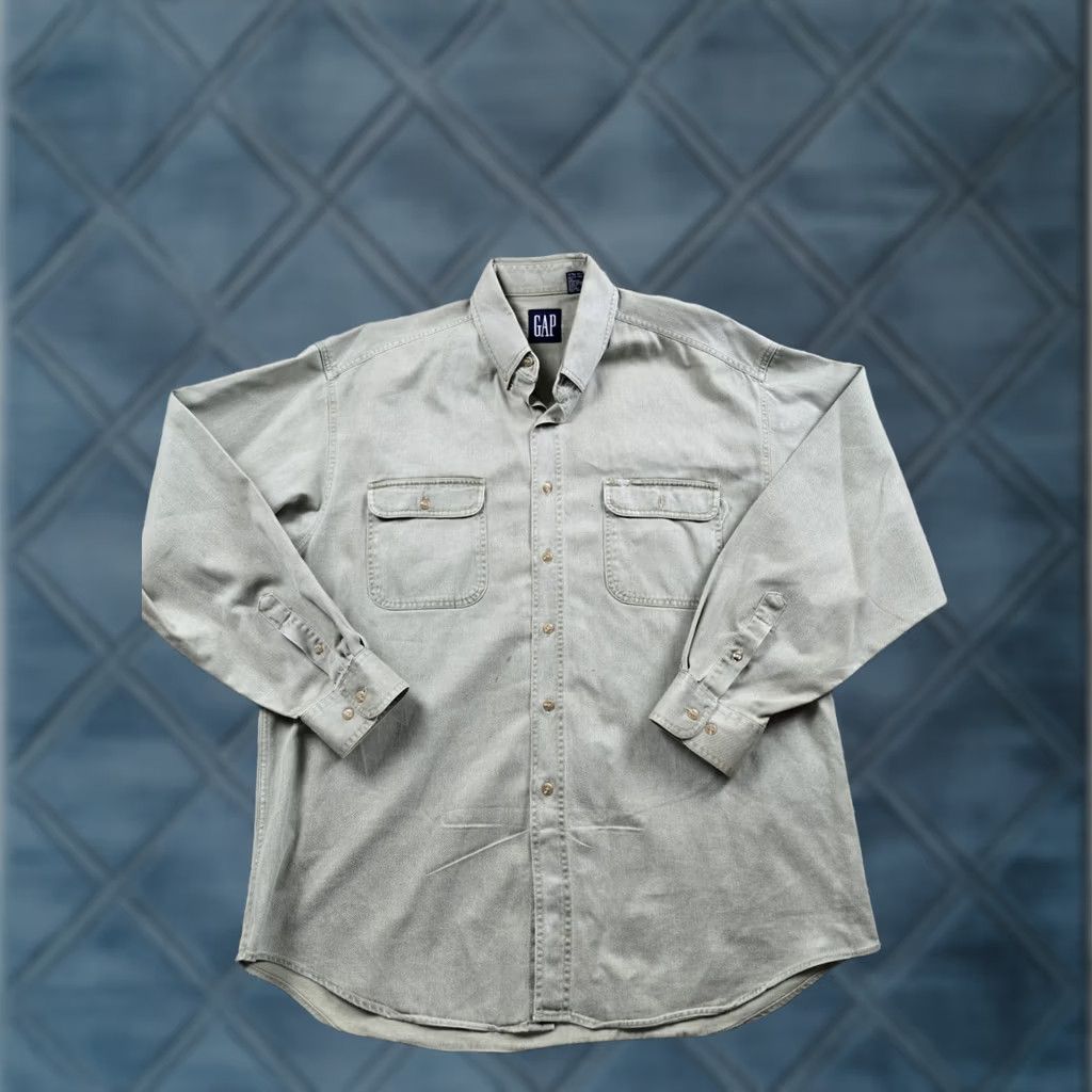Gap VINTAGE GAP Shirt Mens XL Green Button-Down Twill Long Sleeve Cotton 90s Size US XL / EU 56 / 4 - 1 Thumbnail