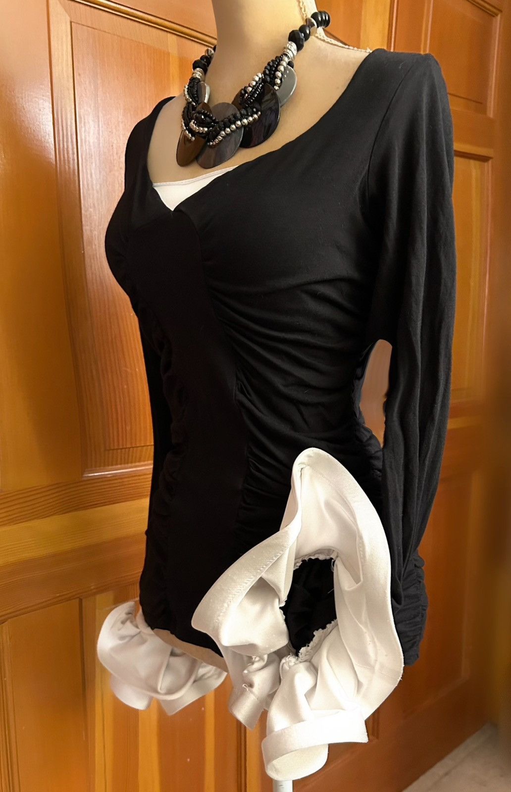 Designer × Vintage Preowned Elevated Two-Tone Bell Cuff -Sleeve Top Size S / US 4 / IT 40 - 2 Thumbnail