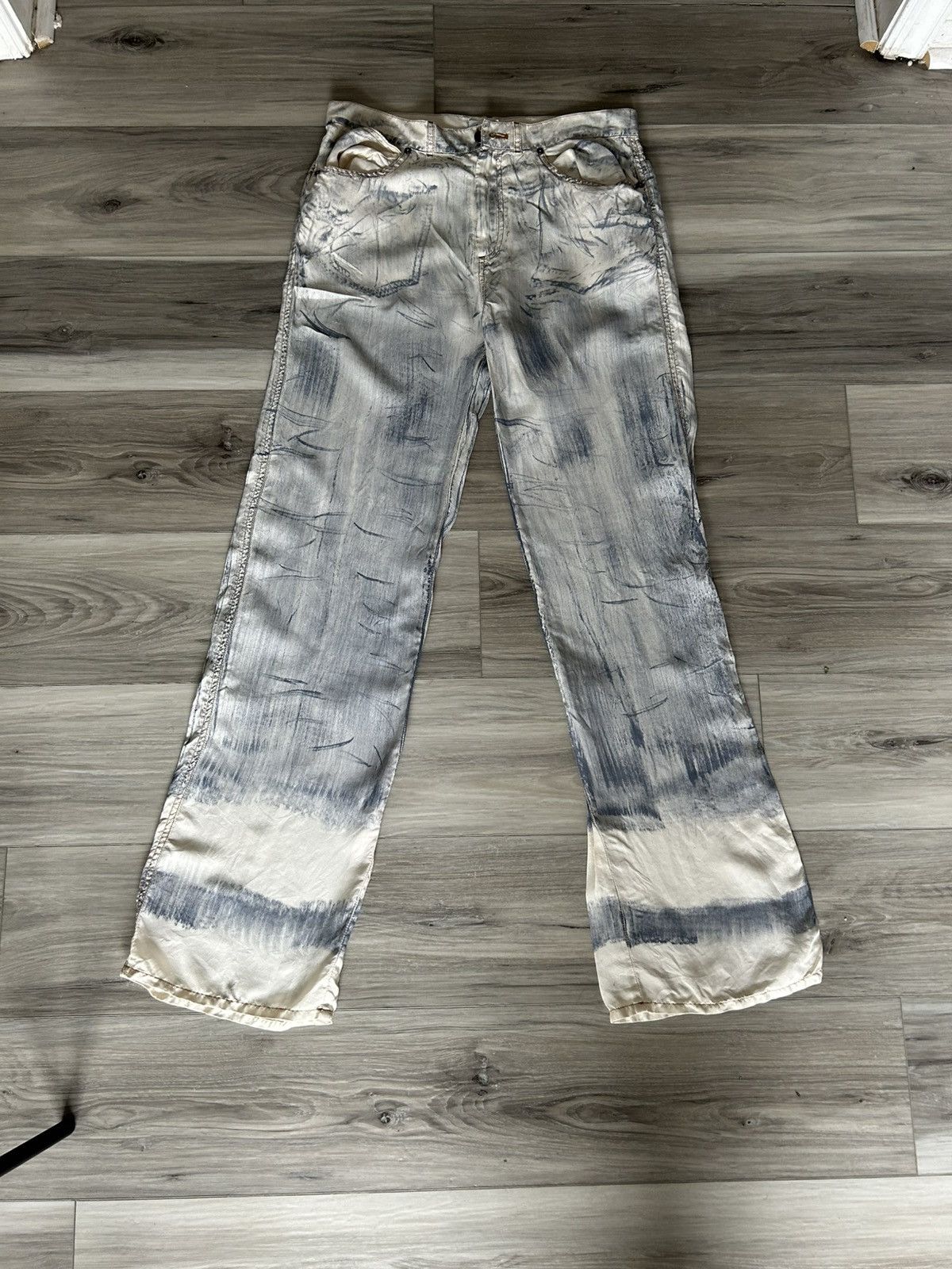 Jean Paul Gaultier Jean Paul Gaultier - Jean-effect low-rise silk pants Size US 32 / EU 48 - 1 Thumbnail