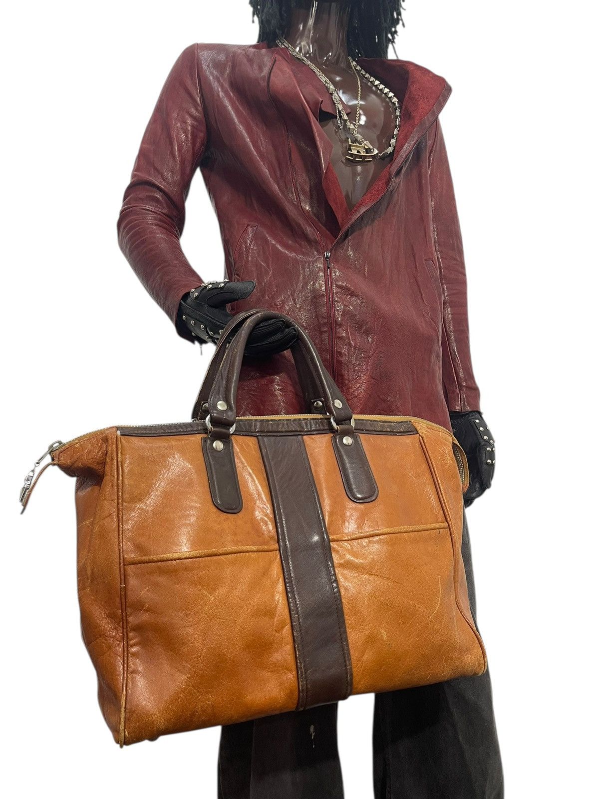 Genuine Leather Full Leather Patina Unknown Japan Duffle Travel Bag 2🟩1 Size ONE SIZE - 1 Thumbnail