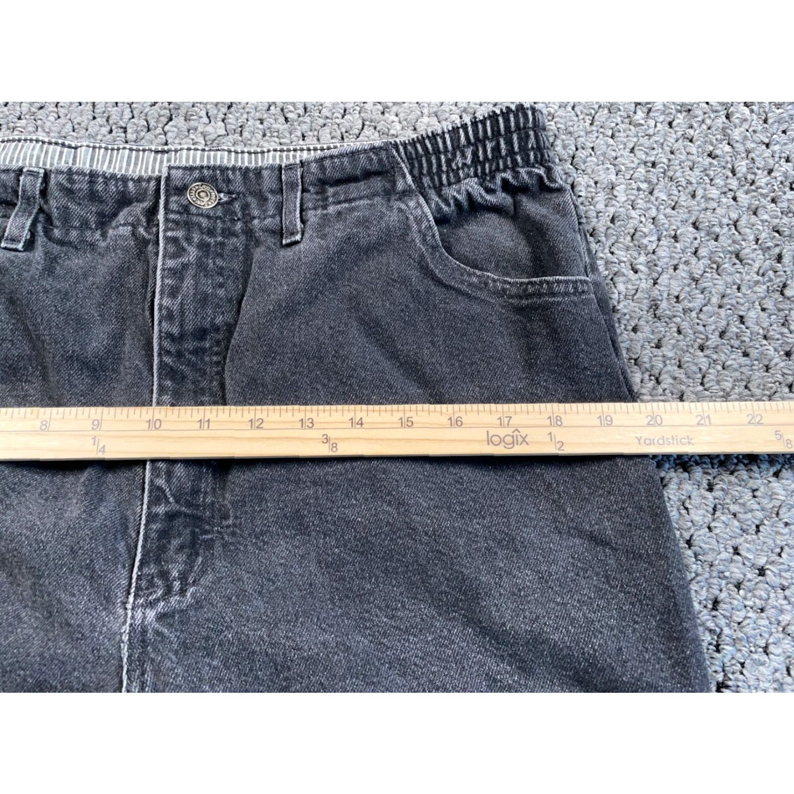Vintage VTG 90s Faded Black Mom Jeans Women's 18 (34 x 28) Black Denim High Waist Taper Jeans Womens Size 40" / US 18 - 7 Thumbnail