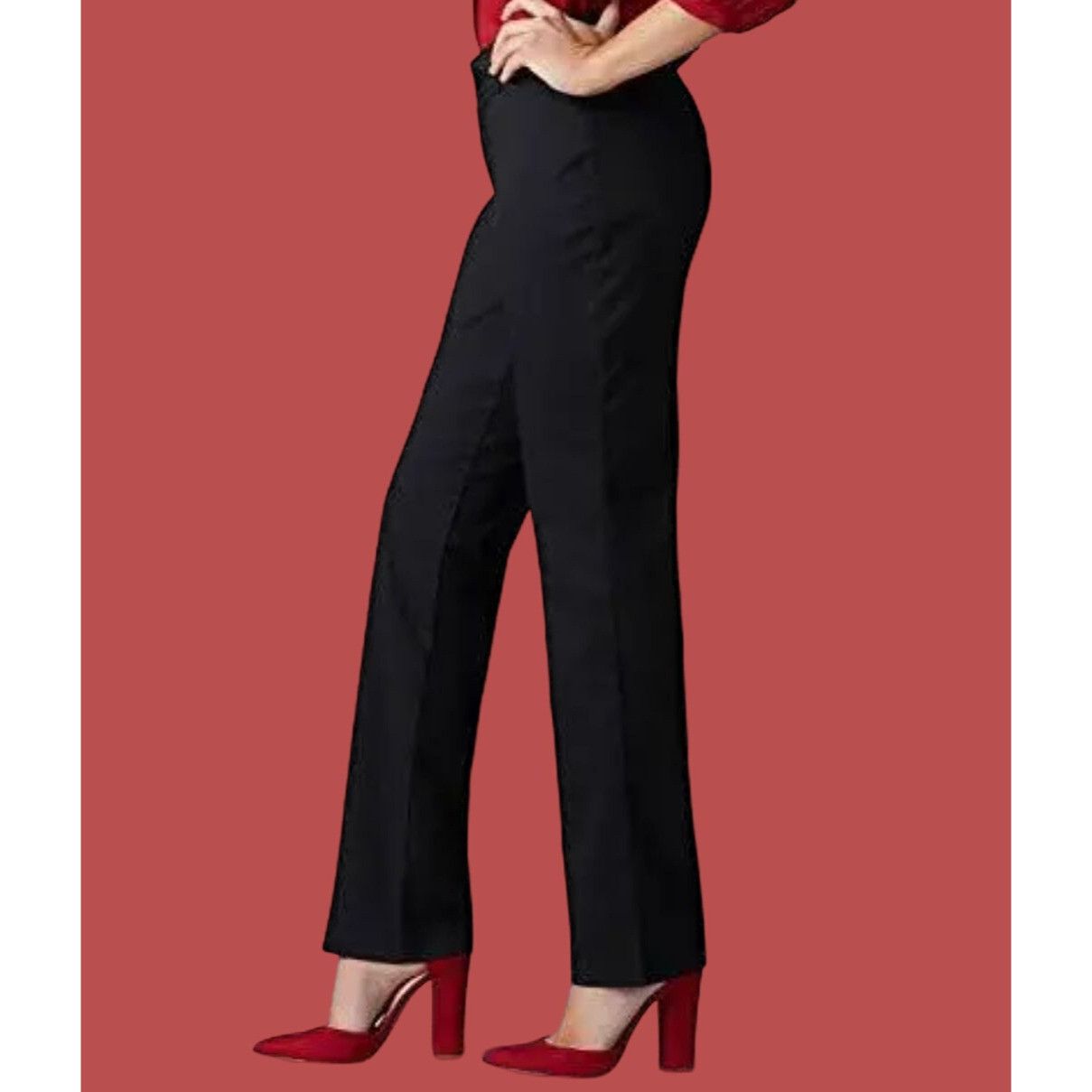 Lee Lee - Women's Wrinkle Free Relaxed Fit Straight Leg Pant - B Size 28" / US 6 / IT 42 - 3 Thumbnail
