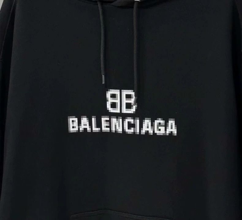 Balenciaga Balenciaga Black Mosaic Fuzzy BB Logo Hoodie Size US S / EU 44-46 / 1 - 4 Thumbnail