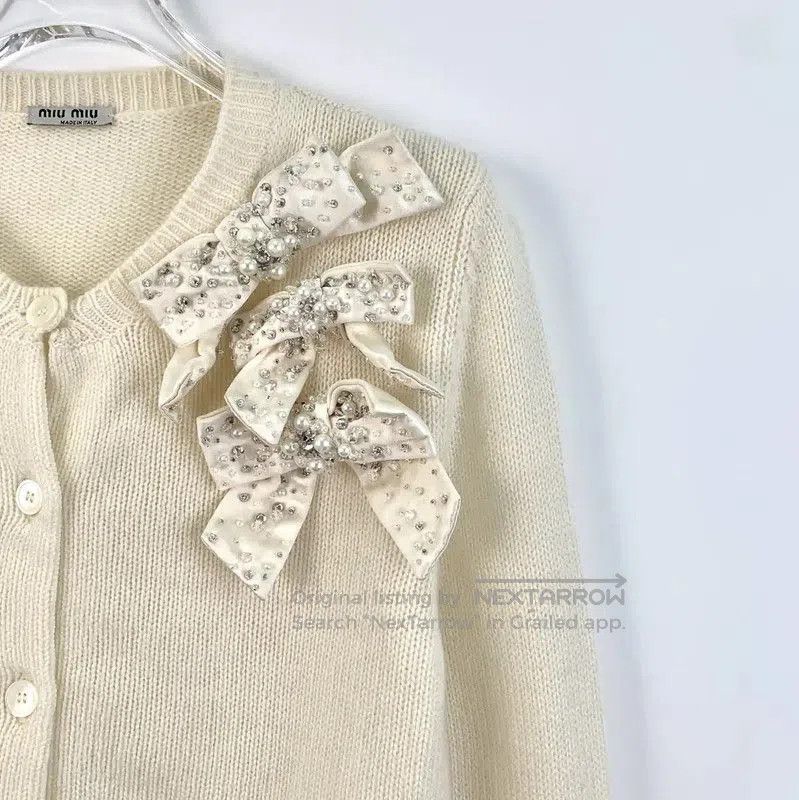 Miu Miu Miu Miu Beige Cashmere Cardigan for Women . Size XS / US 0-2 / IT 36-38 - 3 Thumbnail