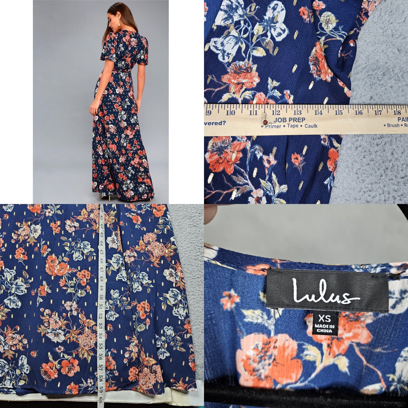 Lulus Lulu's Divine Days Navy Blue Floral Printed Wrap Maxi Women's Dress XS Size XS / US 0-2 / IT 36-38 - 8 Thumbnail
