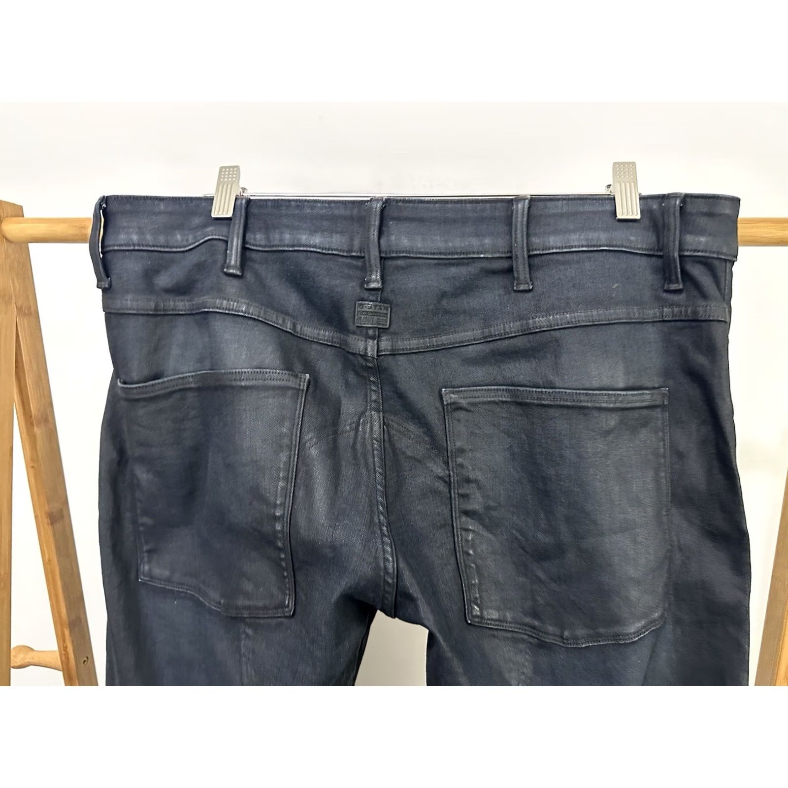 G-Star G Star Raw Jeans Mens 38x34 Dark Wash 3D Slim 5620 Waxed Double Knee Denim Pants Jeans Mens 38 Blue Black Skinny 90s 2000s Mens Size US 38 / EU 54 - 5 Thumbnail