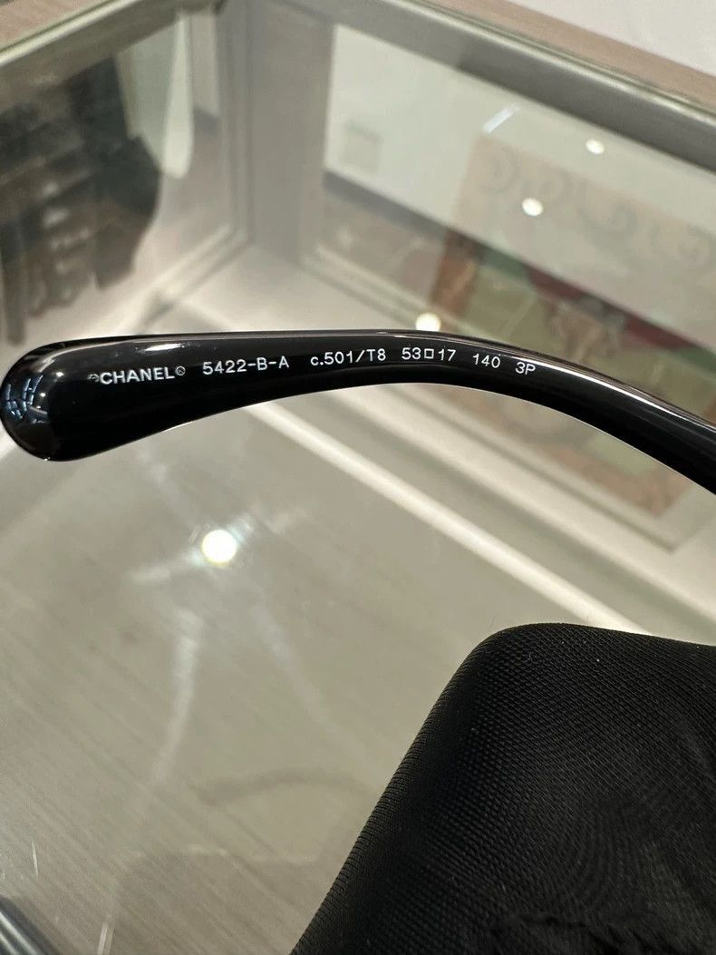 Chanel Chanel Black Rhinestone Logo Sunglasses Size ONE SIZE - 7 Thumbnail