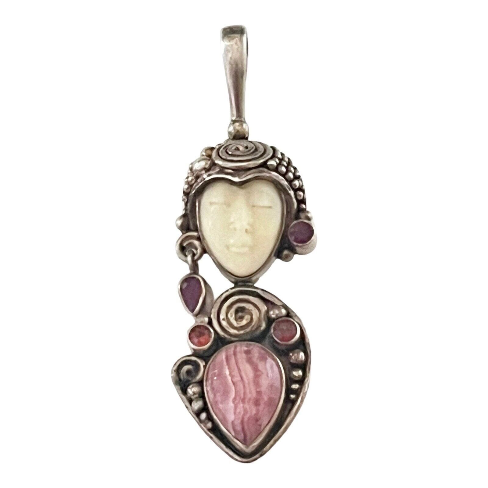 SAJEN Rare 14K Gold Iridescent Glass Floral Pendant