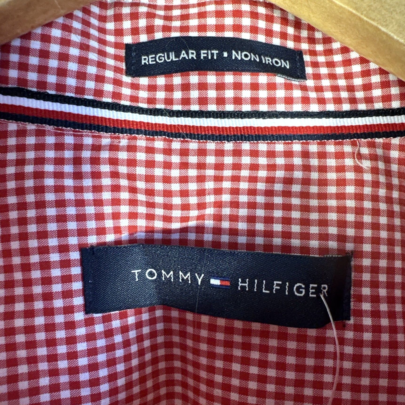 tommy hilfiger men's dress shirt regular fit non iron gingham Side Pocket Double Folded Mini Dress main image 1