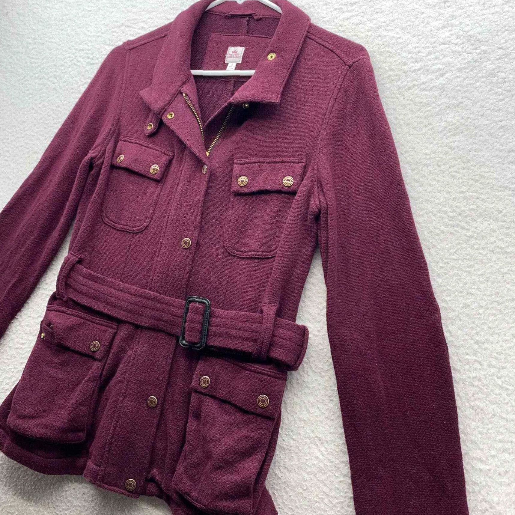 Peter Millar Peter Millar Wool Peacoat Womens Small S Full Zip Snap Belted Elbow Pad Golf Jacket Size S / US 4 / IT 40 - 2 Thumbnail