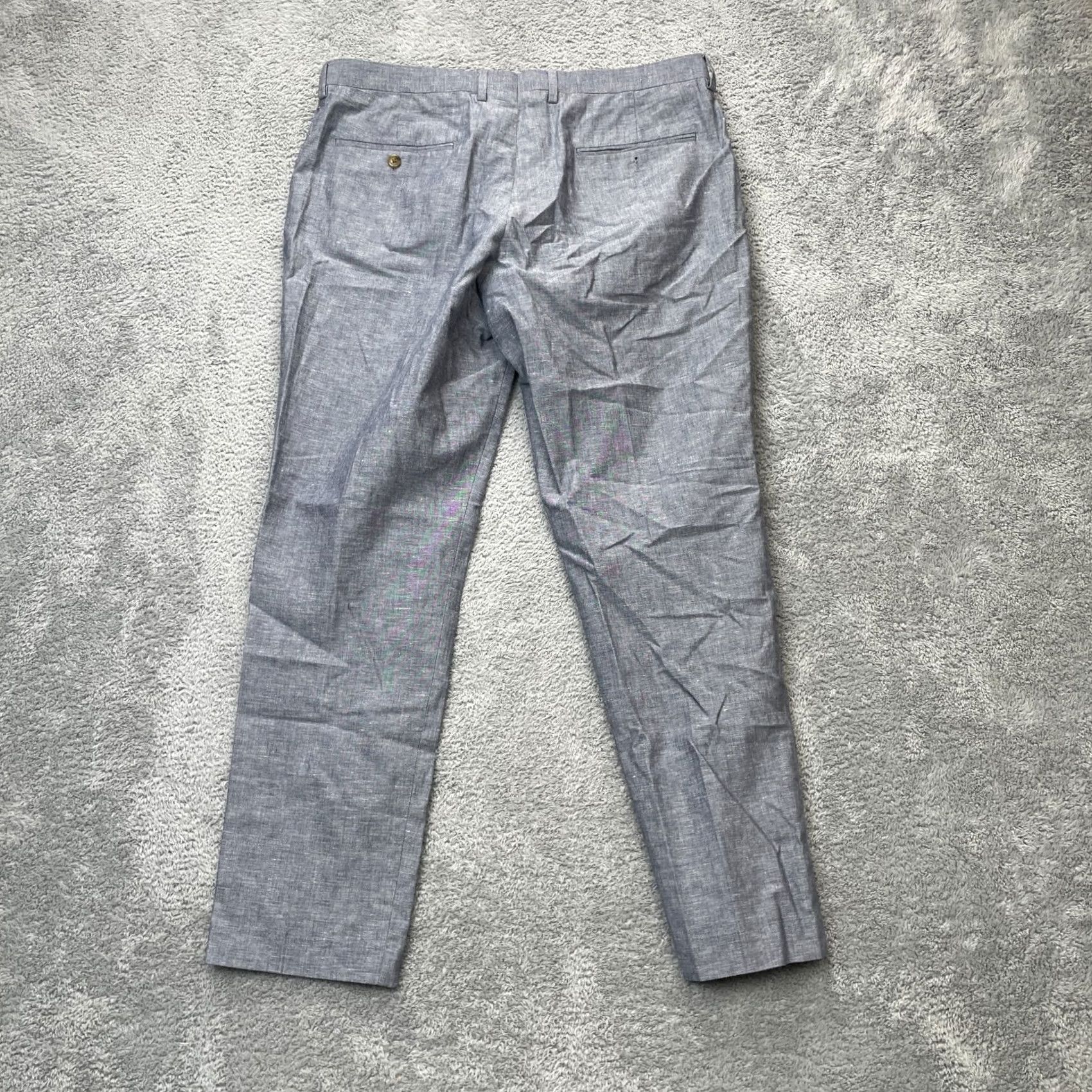 J.Crew J.CREW Pants Mens 34x30 Gray Slim Tapered Leg Dress Pants Cotton Linen Formal Shirt, 34x30, Slim Fit, Gray Size US 34 / EU 50 - 2 Thumbnail