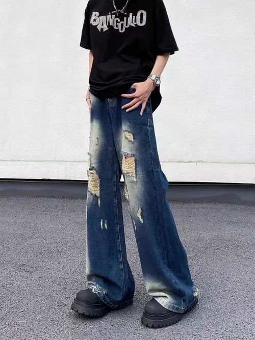 VIBE Vintage wash gradient ripped baggy jeans Size US 30 / EU 46 - 3 Thumbnail