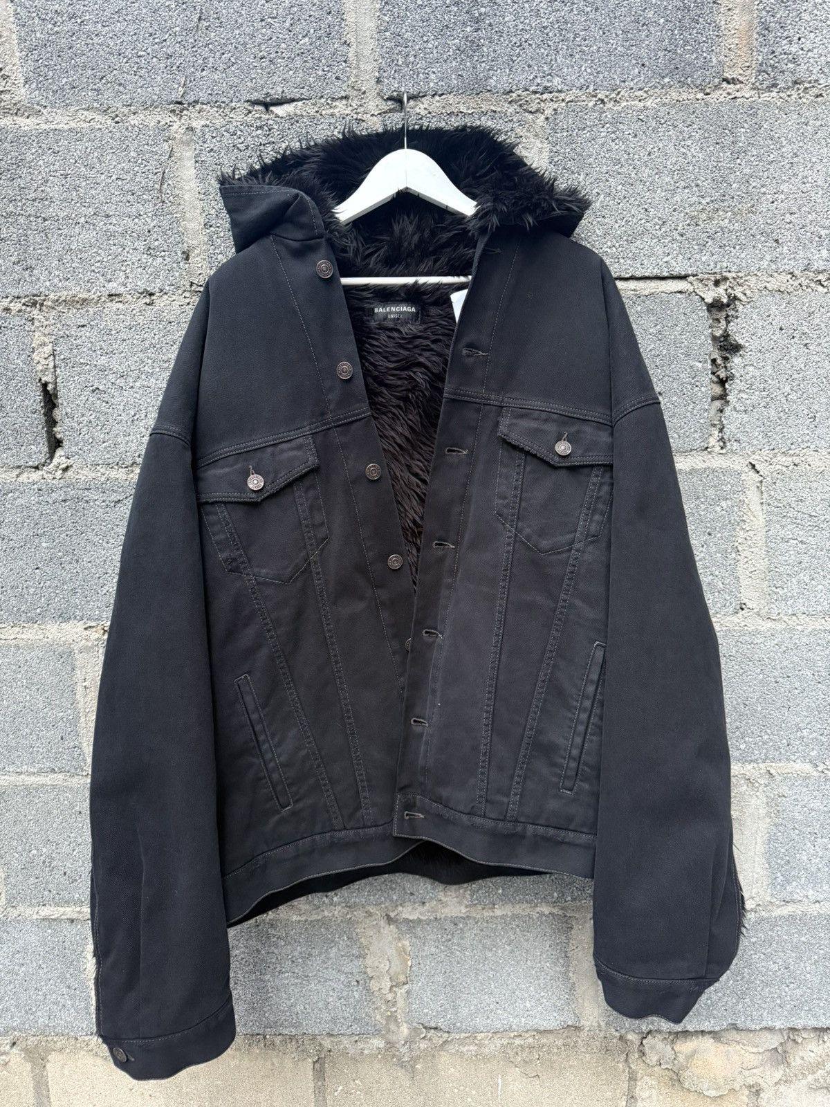 Balenciaga SS23 Balenciaga Faux Fur Hooded Denim Jacket Size US L / EU 52-54 / 3 - 2 Thumbnail