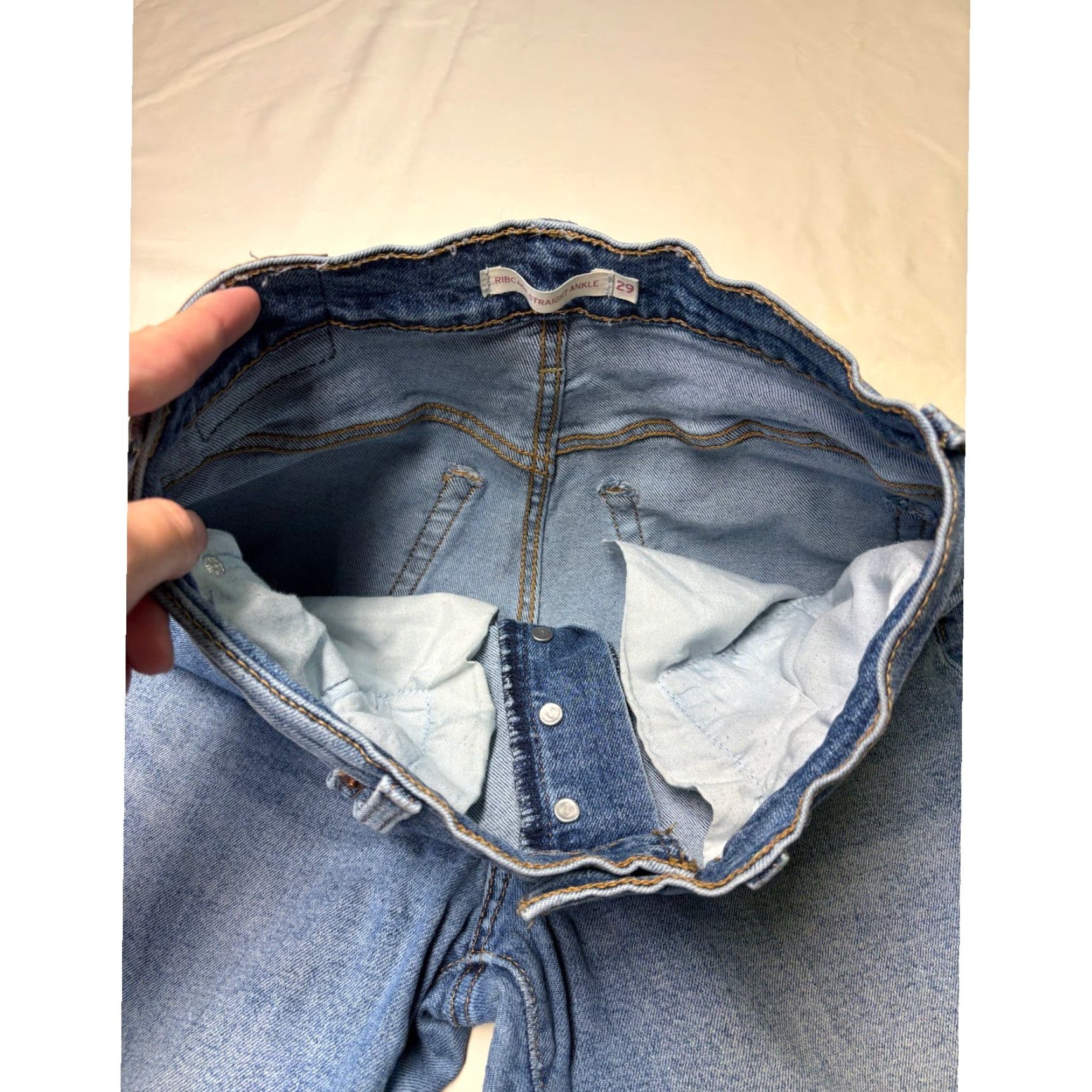 Levi's Levi's Ribcage Straight Ankle Jeans Womens 29X25 Blue High Rise Button Fly Denim Size 29" - 4 Thumbnail