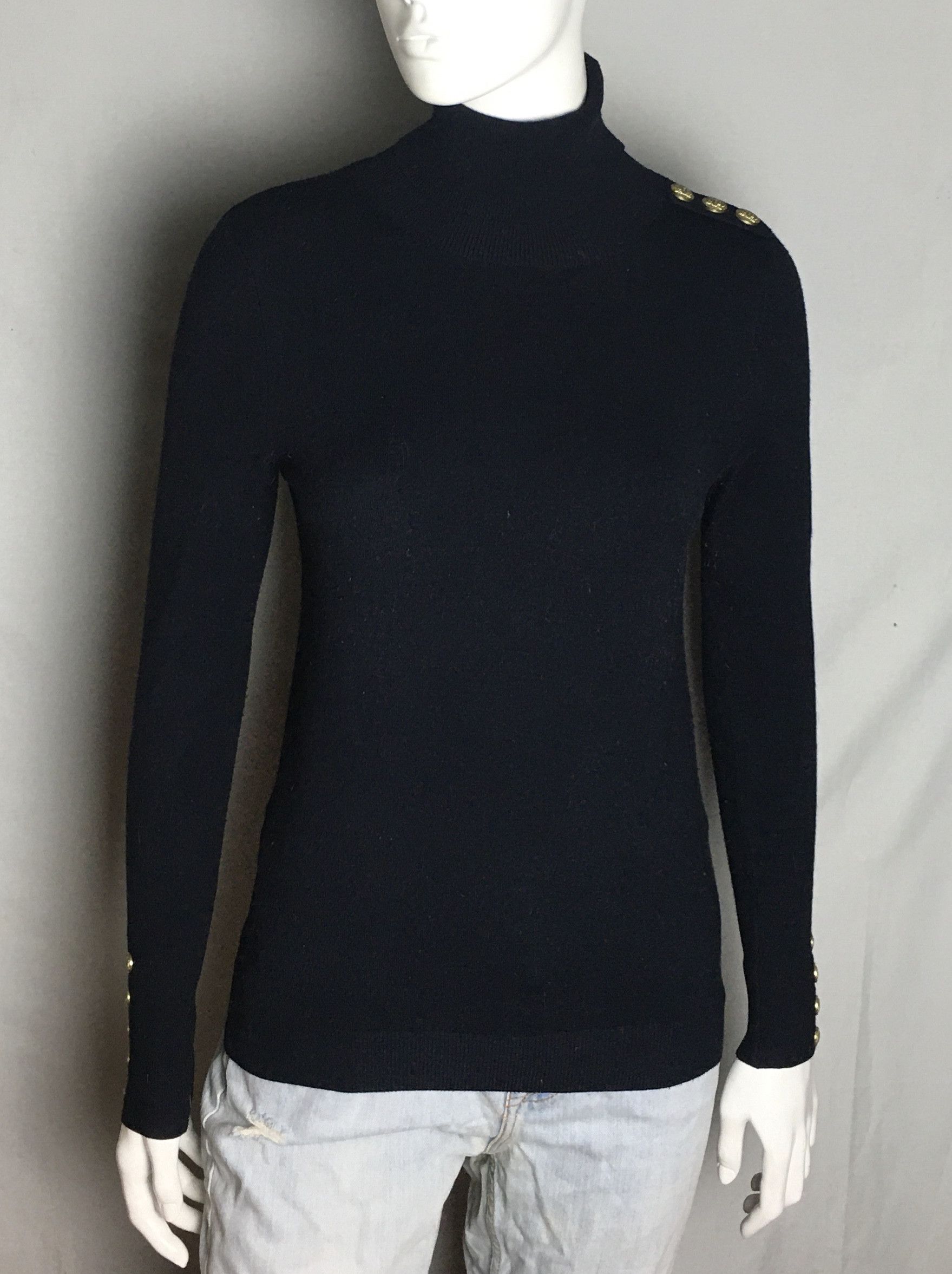 Cooper HOLLAND COOPER Buttoned Roll Neck Black Jumper Sweater Size XS / US 0-2 / IT 36-38 - 4 Thumbnail